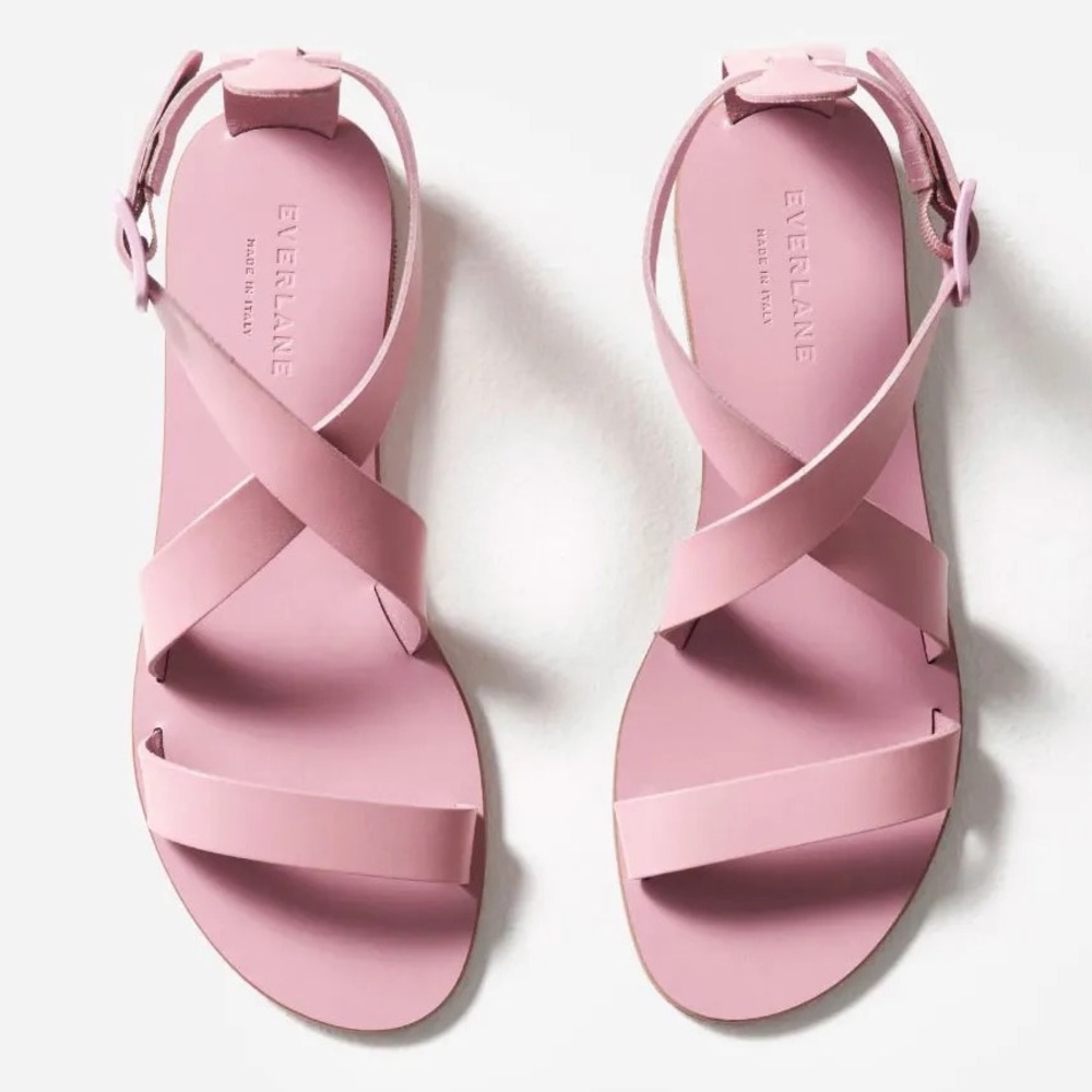 Everlane Italian Made Pink Modern Wrap Leather Sandals